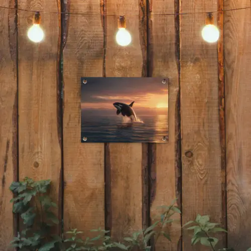 Orka - Zee - Zonsondergang tuinposter los doek klein -sfeer1