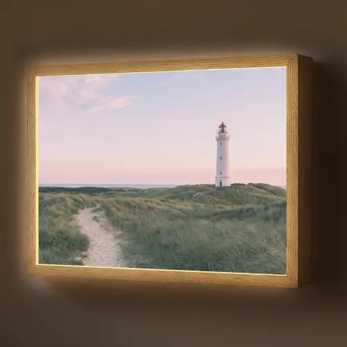 Vuurtoren - Duinlandschap - Zee Light Box met batterij (Wandlamp) middel -z3d_website