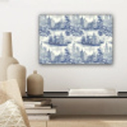 Huizen - Bomen - Water - Vogels - Blauw canvas 2cm klein 34 -sfeer6