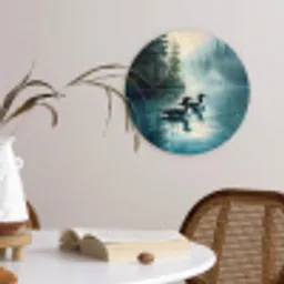 Bos - Water - Eenden - Mistig Wandcirkel kunststof plaat 5mm dik klein -sfeer4