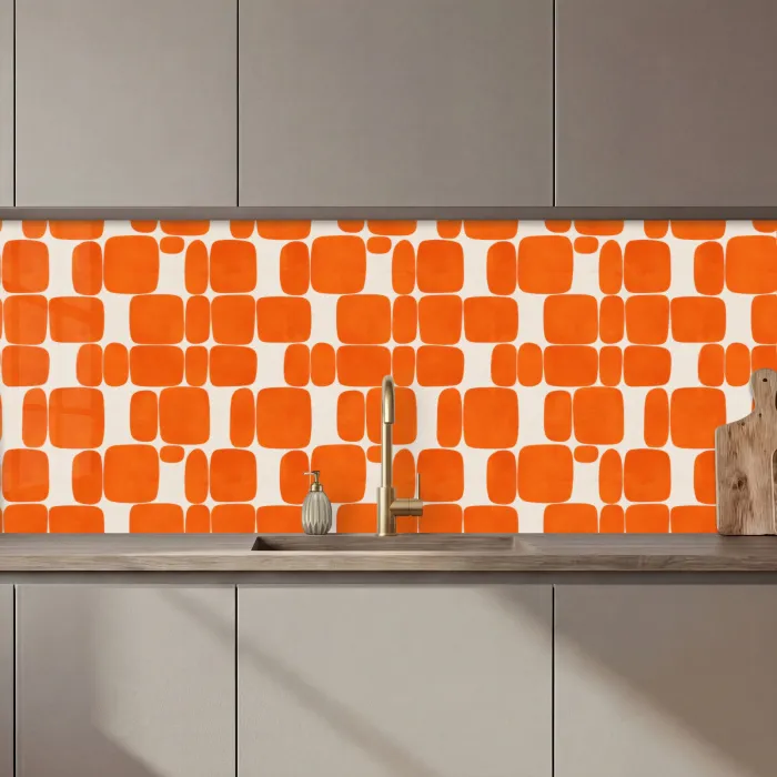 Patroon - Retro - Oranje keuken achterwand 2 middel 871 zz_3dshopping