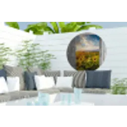 Doorkijk - Zonnebloem - Bloemen - Zon Wandcirkel tuinposter met ringen klein -buiten2