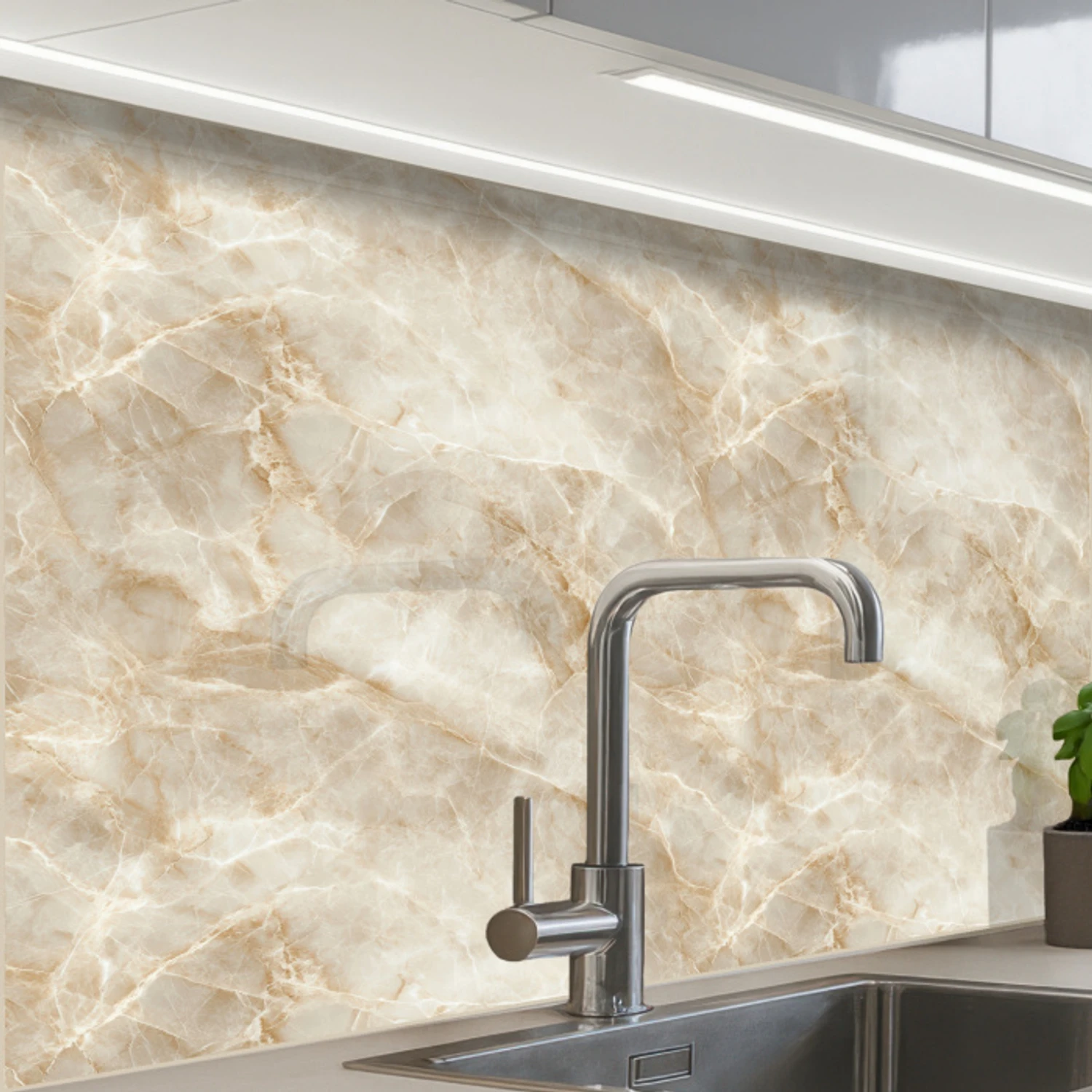 Lichtbeige - Onyx - Subtiel keuken achterwand 2 middel 865 -zzzz3d_schuin