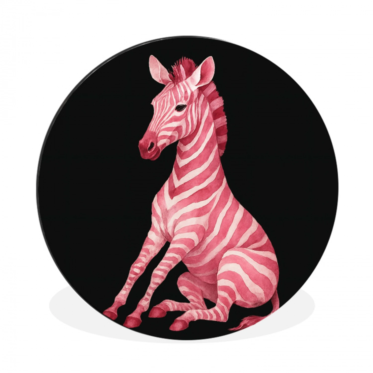 Zebra - Roze - Gestreept Wandcirkel aluminium klein -3d