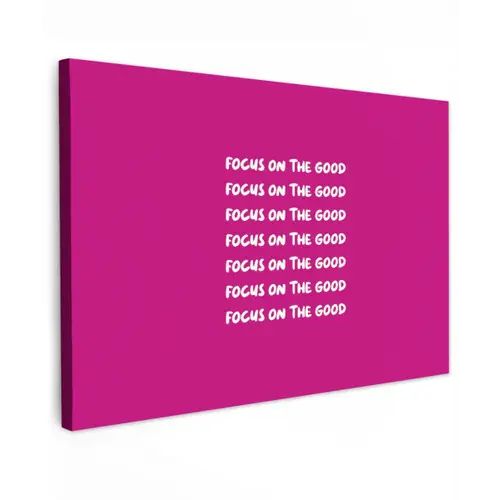Focus on the good - Roze - wit canvas 2cm klein -z3d
