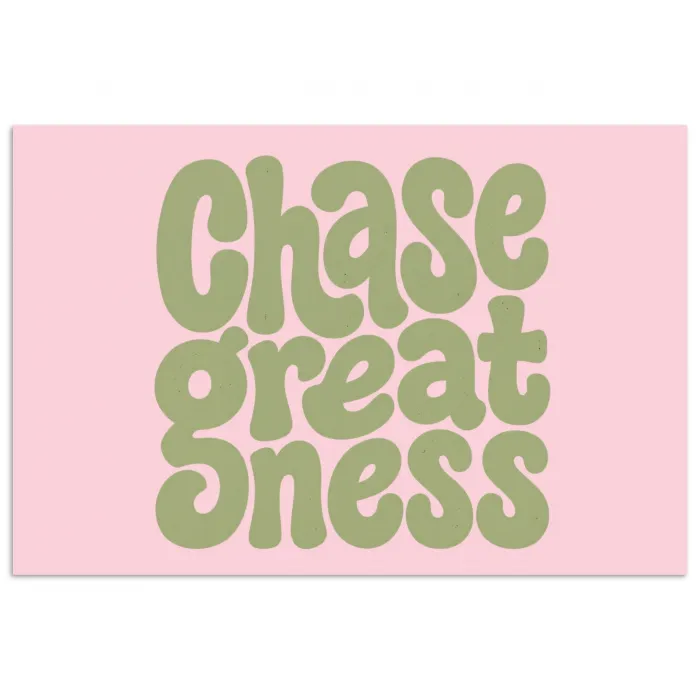 Chase greatness - Groen - Roze - Retro poster papier klein -3d