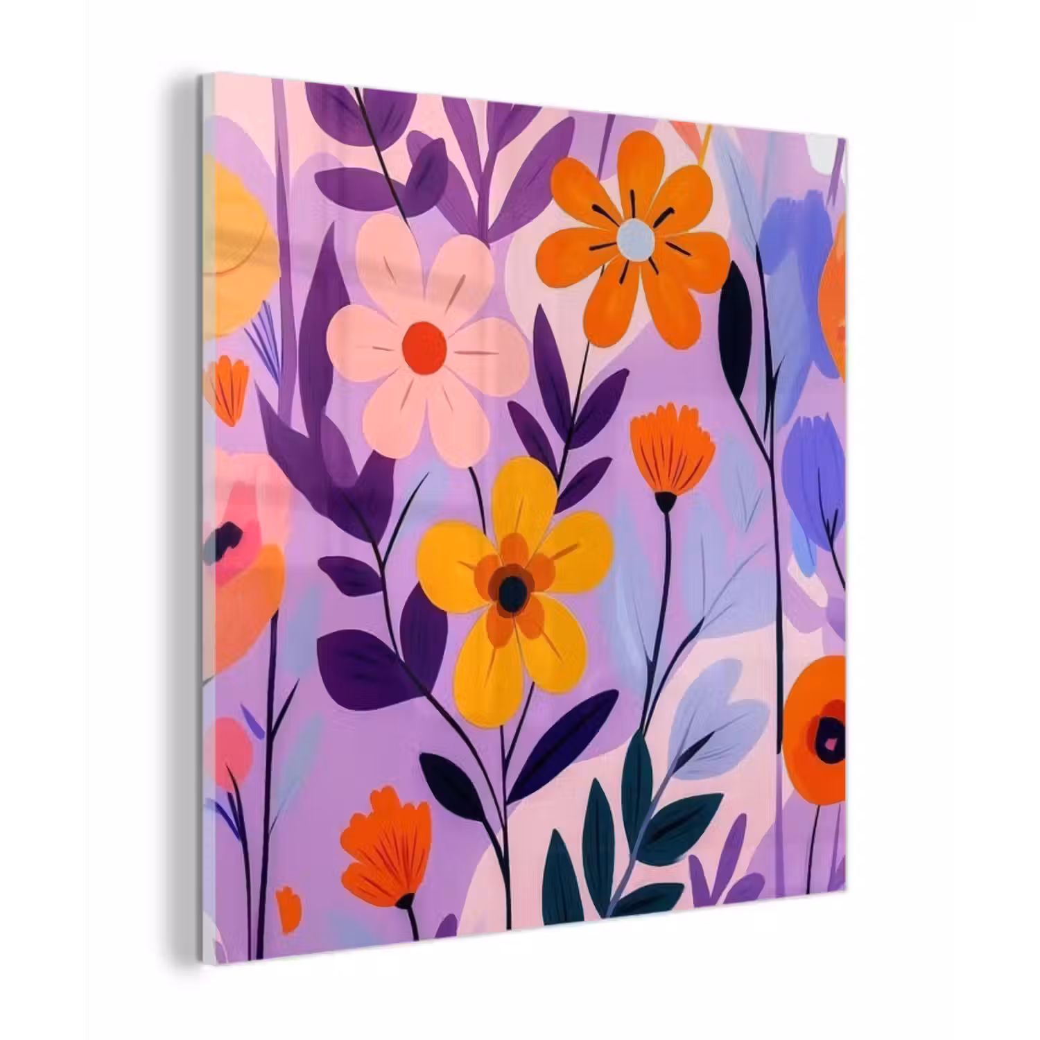 Glas schilderij - Bloemen - Kleurrijk - Bladeren