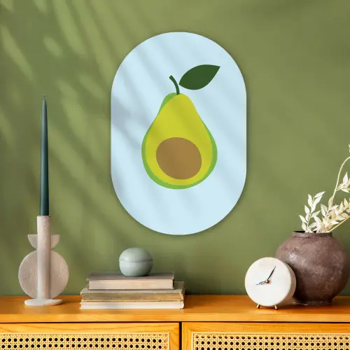 Avocado - Illustratie - Groene - Vrucht Wandcirkel Ovaal Forex klein -sfeer2