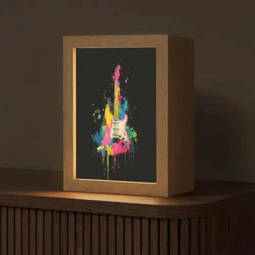 Gitaar - Kleurrijk - Verf Light Box met kabel (Tafellamp) klein -z3d_website