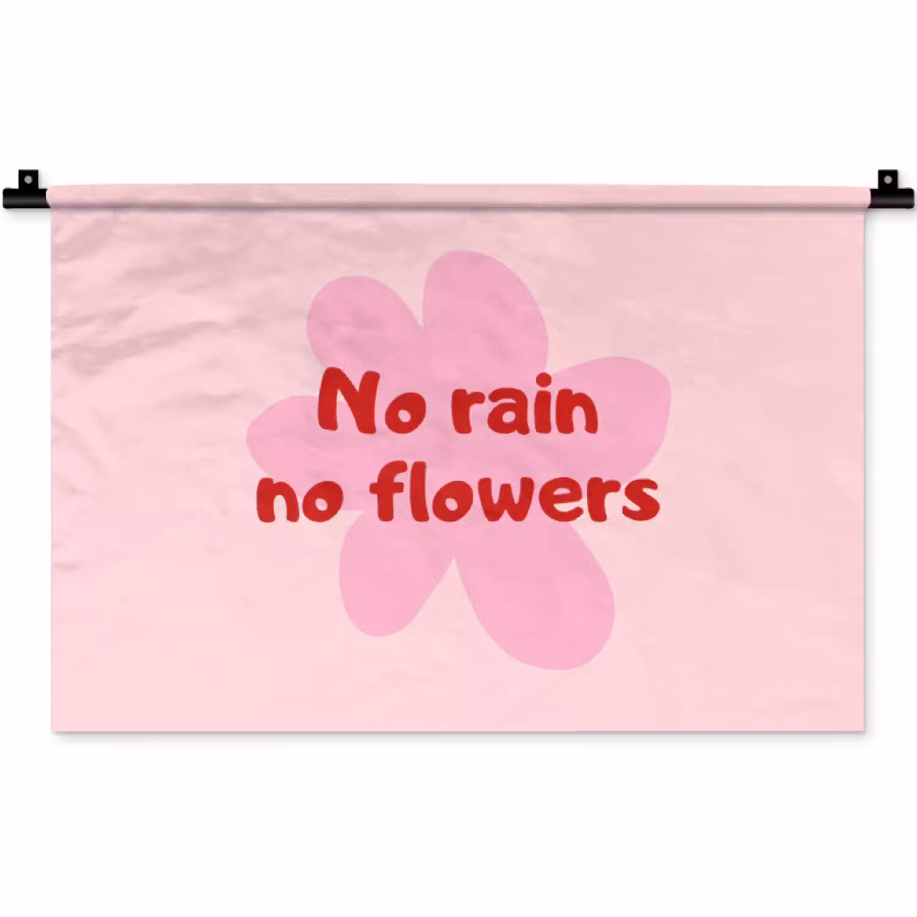 No rain no flowers - Bloem - Roze Wandkleed katoen klein -zz3d