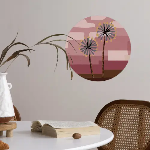 Illustratie - Bloemen - Vlakken - Abstract Wandcirkel behangsticker klein -sfeer3