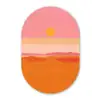 Zon - Abstract - Landschap - Oranje Wandcirkel Ovaal Glas middel -3d