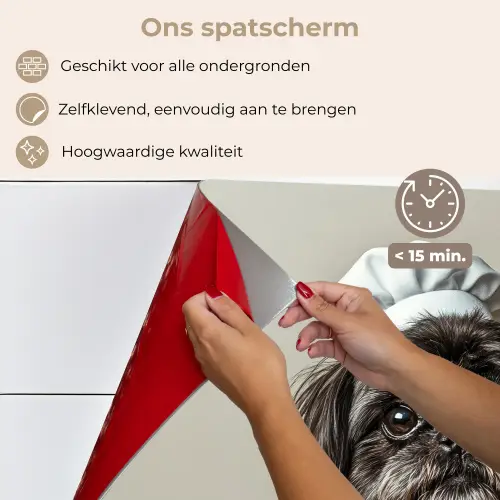 Kokskleding - Zwart - Hondje keuken achterwand spatscherm klein -spatscherm_NL