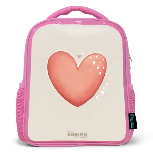 Rood hart op een beige achtergrond Kinderrugzak - Roze middel -3d