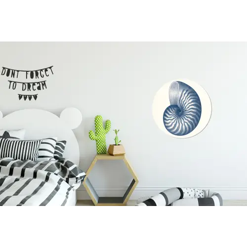 Blauw - Schelp - Spiraal Wandcirkel aluminium klein -kinderkamer