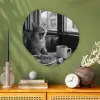 Kat - Koffie - Brood - Zwart Wandcirkel Organisch Plexiglas middel -sfeer2