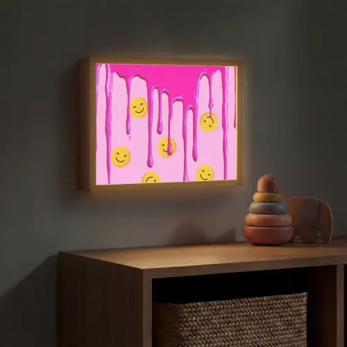 Smiley - Roze - Glazuur Light Box met batterij (Wandlamp kind) middel -sfeer5_kind