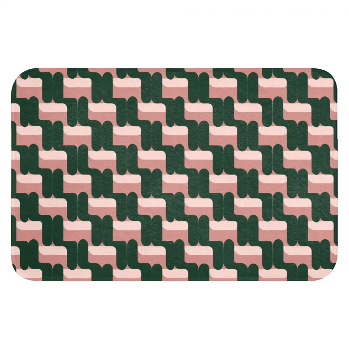 Vlechtpatroon - Groen - Roze - Geometrisch Badmat klein 997 -3d