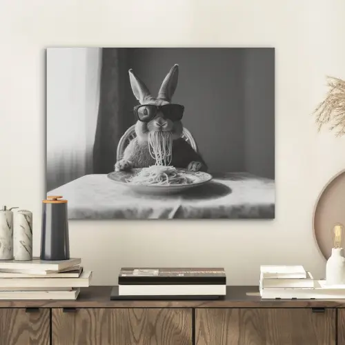 Konijn - Bunny - Zonnebril - Tafelkleed - Pasta - Schattig PET vilt klein -sfeer1