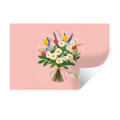Bloemen - Lint - Kaartje Muursticker klein -3d