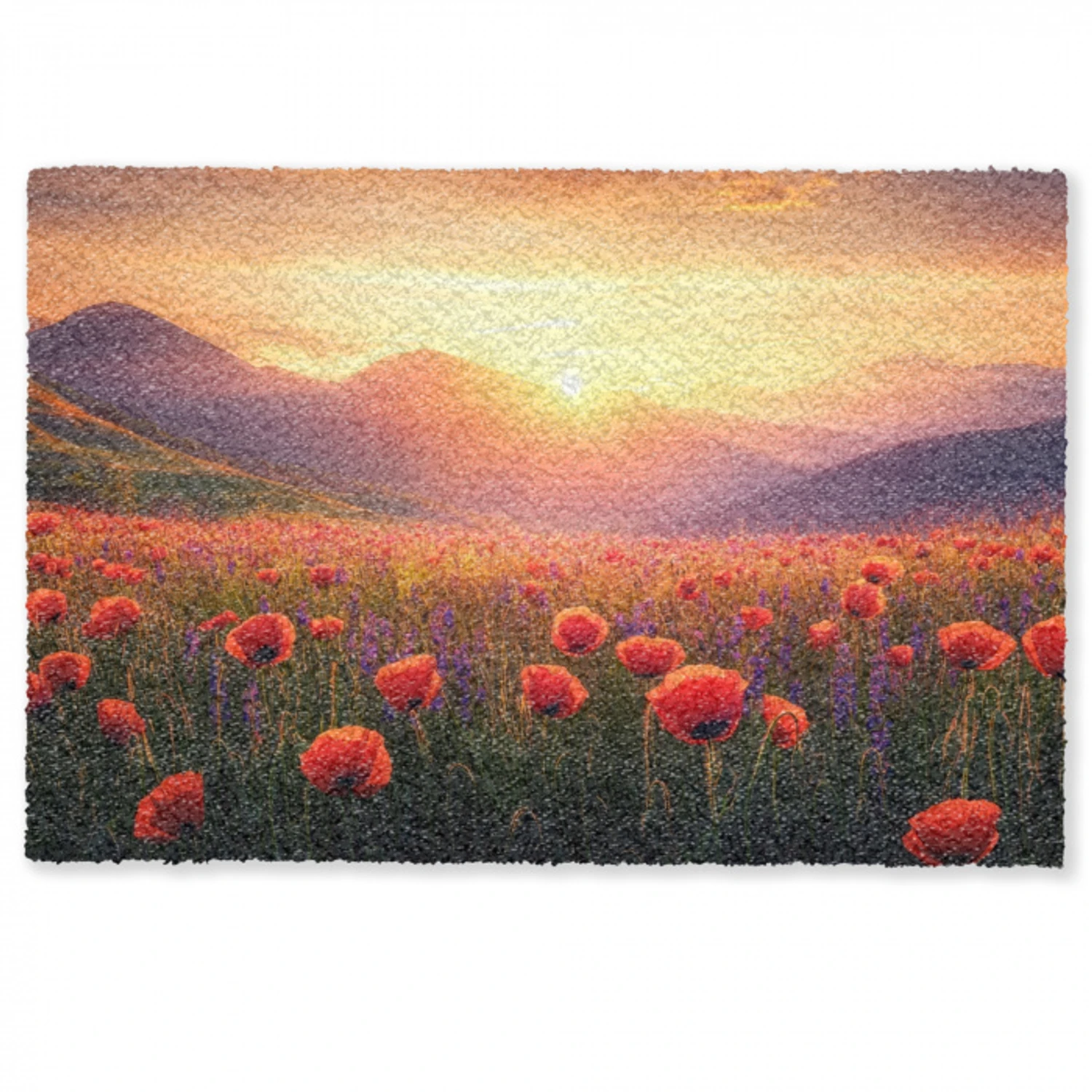 Landschap - Zonsondergang - Bloemenveld Deurmat klein -zkaufland3d