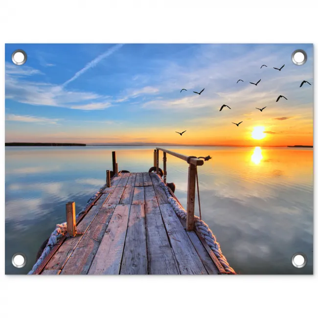 Rustieke Steiger bij Zonsopgang tuinposter los doek klein -3d