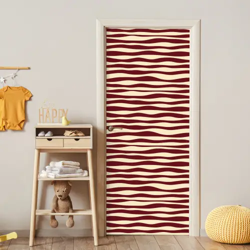 Golven - Rood - Patroon - Crème deurposter klein 289 -sfeer4