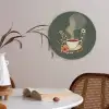 Kop - Bloemen - Groen - Koffie Akoestische PET Vilt - Rond klein -sfeer3