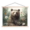 Bruine beer - Wilde dieren - Bloemen - Planten textielposter latten blank klein -3d