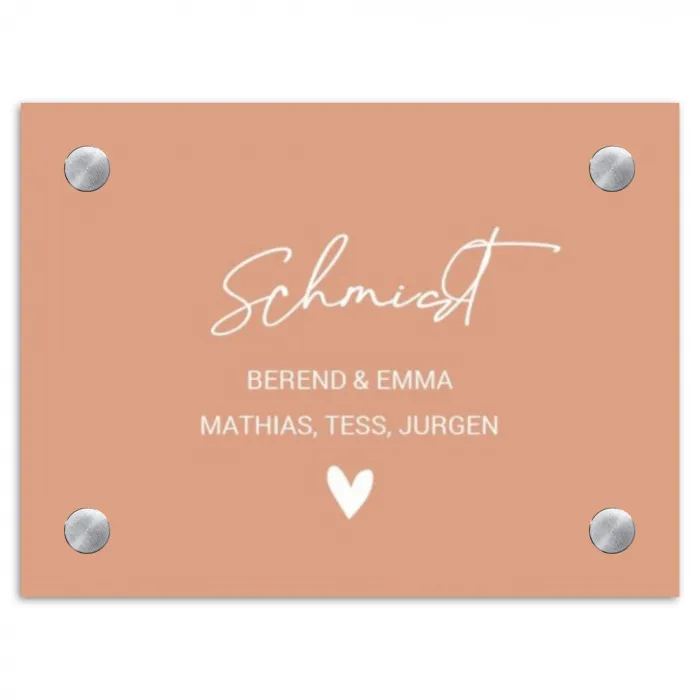 Zalmroze - Sierlijk Naambord Rechthoek middel -3d