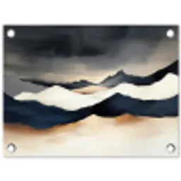 Bergen - Donkerblauw - Landschap tuinposter los doek klein -3d