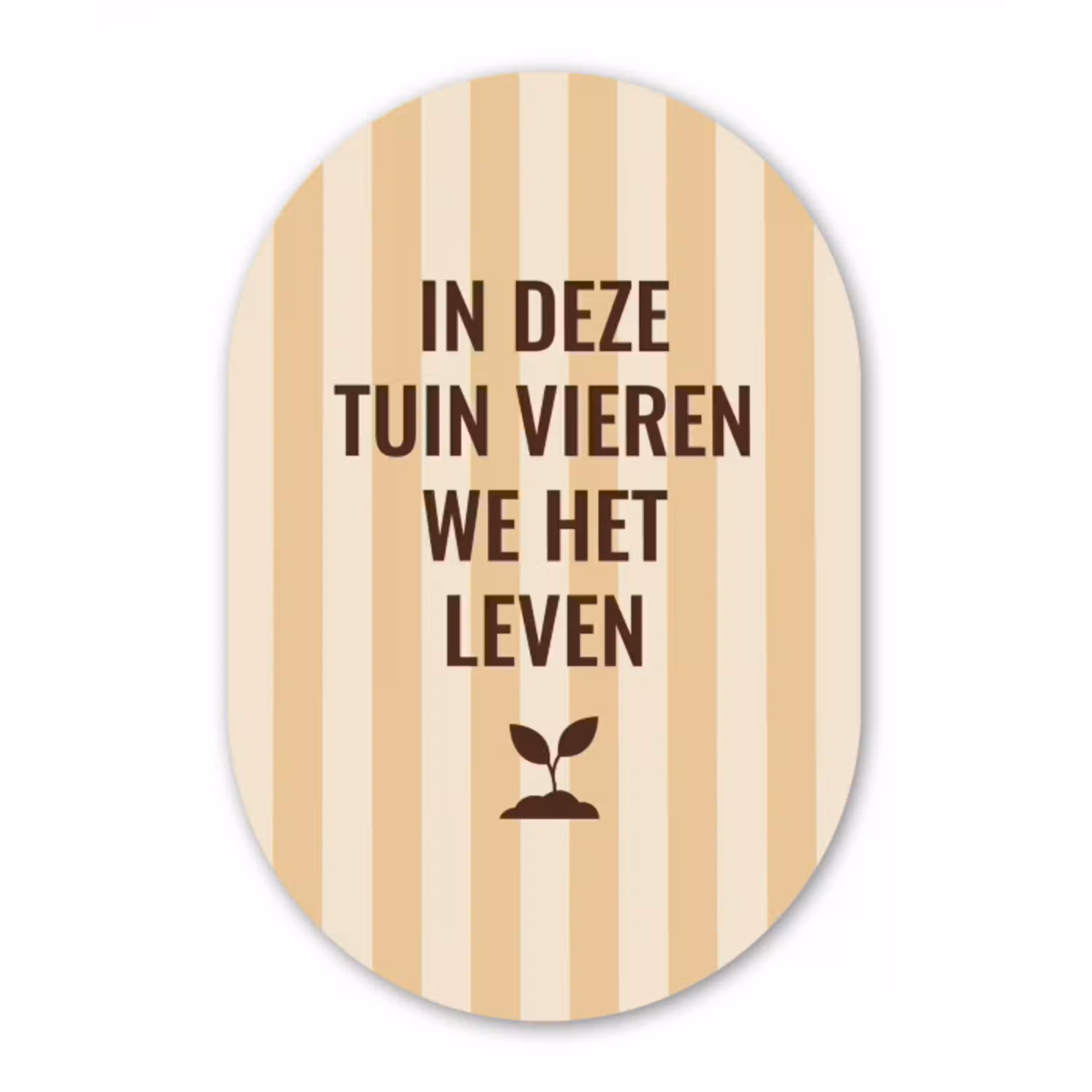 Tuin - Quote - Strepen - Zomer Wandcirkel Ovaal Glas middel -3d