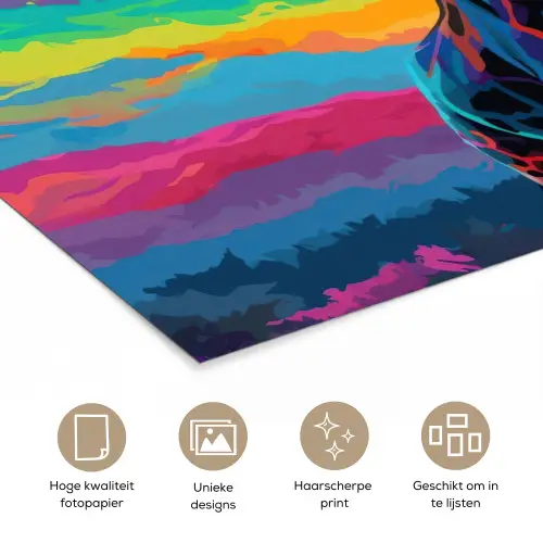 Giraffe - Savanna - Lucht - Gekleurd poster papier klein -closeup_NL