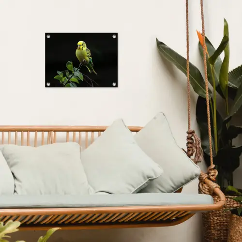 Parkiet - Tak - Bladeren - Geel tuinposter los doek klein -sfeer7