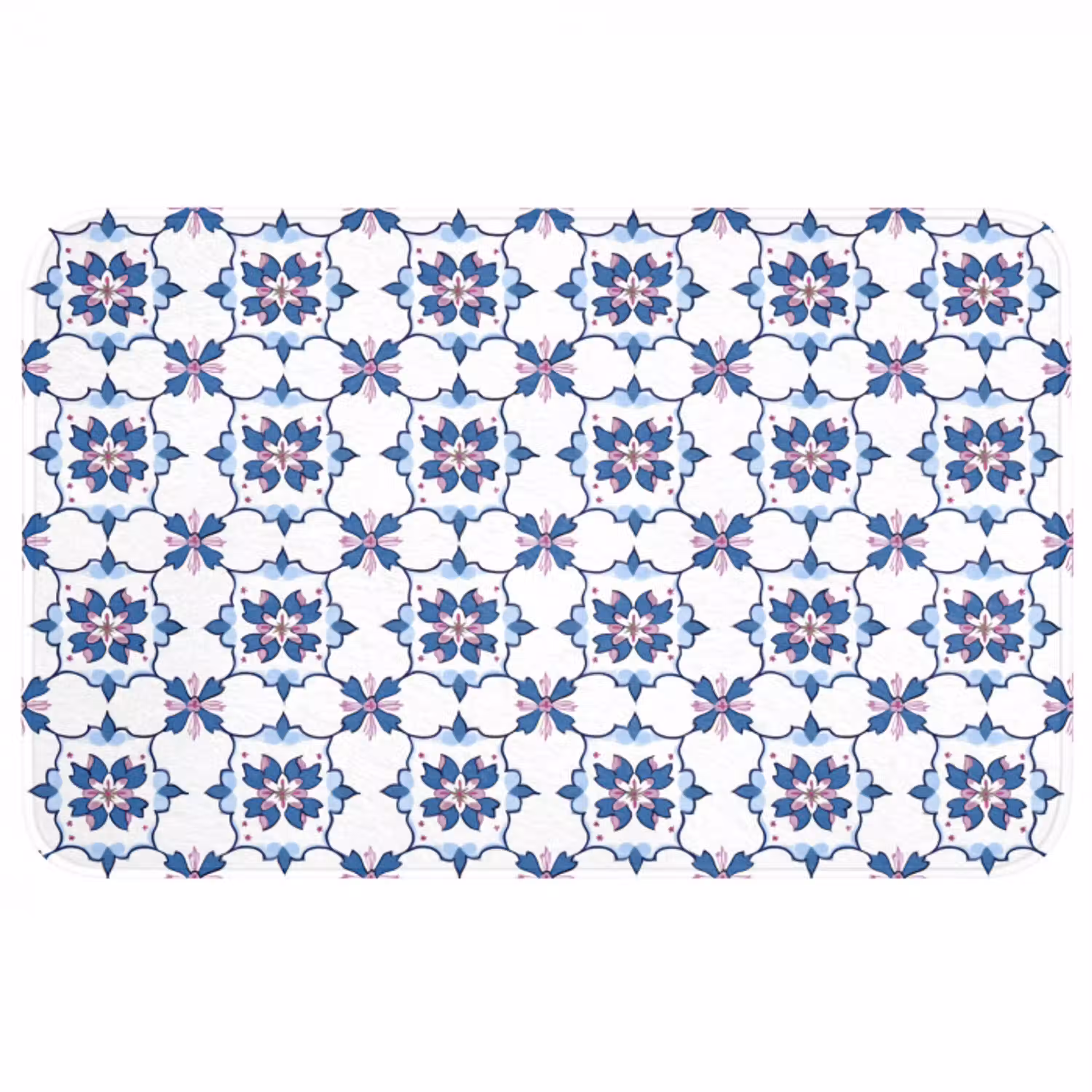 Modern - Patroon - Blauw - Roze Badmat middel 997 -3d