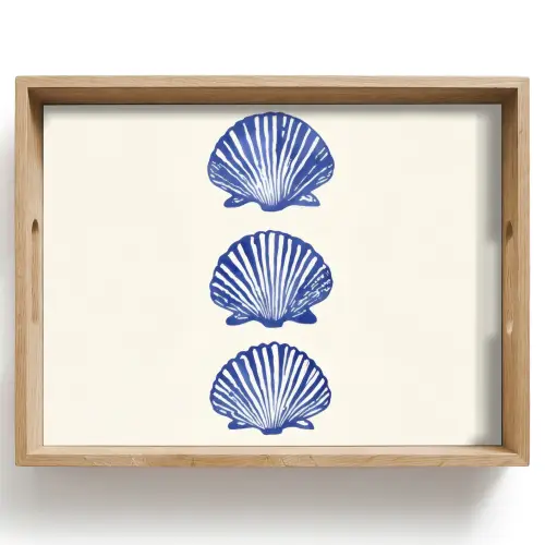 Schelpen - Blauw - Patroon Dienblad Rechthoek middel -z3d_shopping