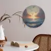 Meeuwen - Zonsondergang - Zee - Wolken Akoestische PET Vilt - Rond klein -sfeer3