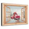 Doorkijk - Auto - Kerst - Cadeaus - Winter - Landschap Textielframe zwart klein -3d