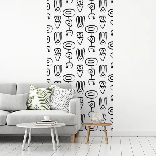 Symbolen - Zwart - Wit fotobehang vinyl groot 64 -woonkamer