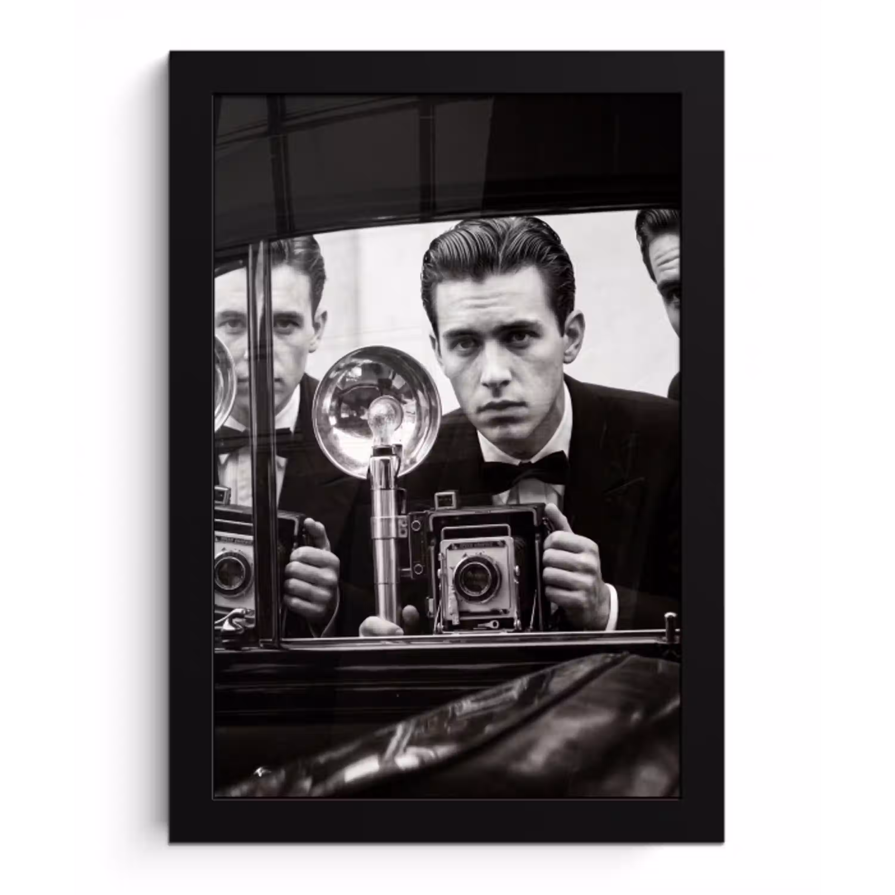 Fotograaf - Camera - Vintage - Journalistiek - Zwart-wit fotolijst zwart zonder passe partout klein -3d