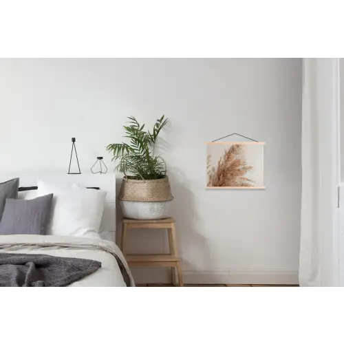 Rijk en pluizig pampagras uit de natuur textielposter latten blank klein -woonkamer
