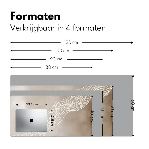 Golvende lijnen - Vloeiend - Zandkleurig Muismat XXL klein -sfeer5