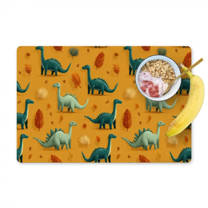 Dinosaurussen - Stekels - Herfstbladeren - Bruin Placemat vinyl groot -zzzproduct_Kitchenyeah-website