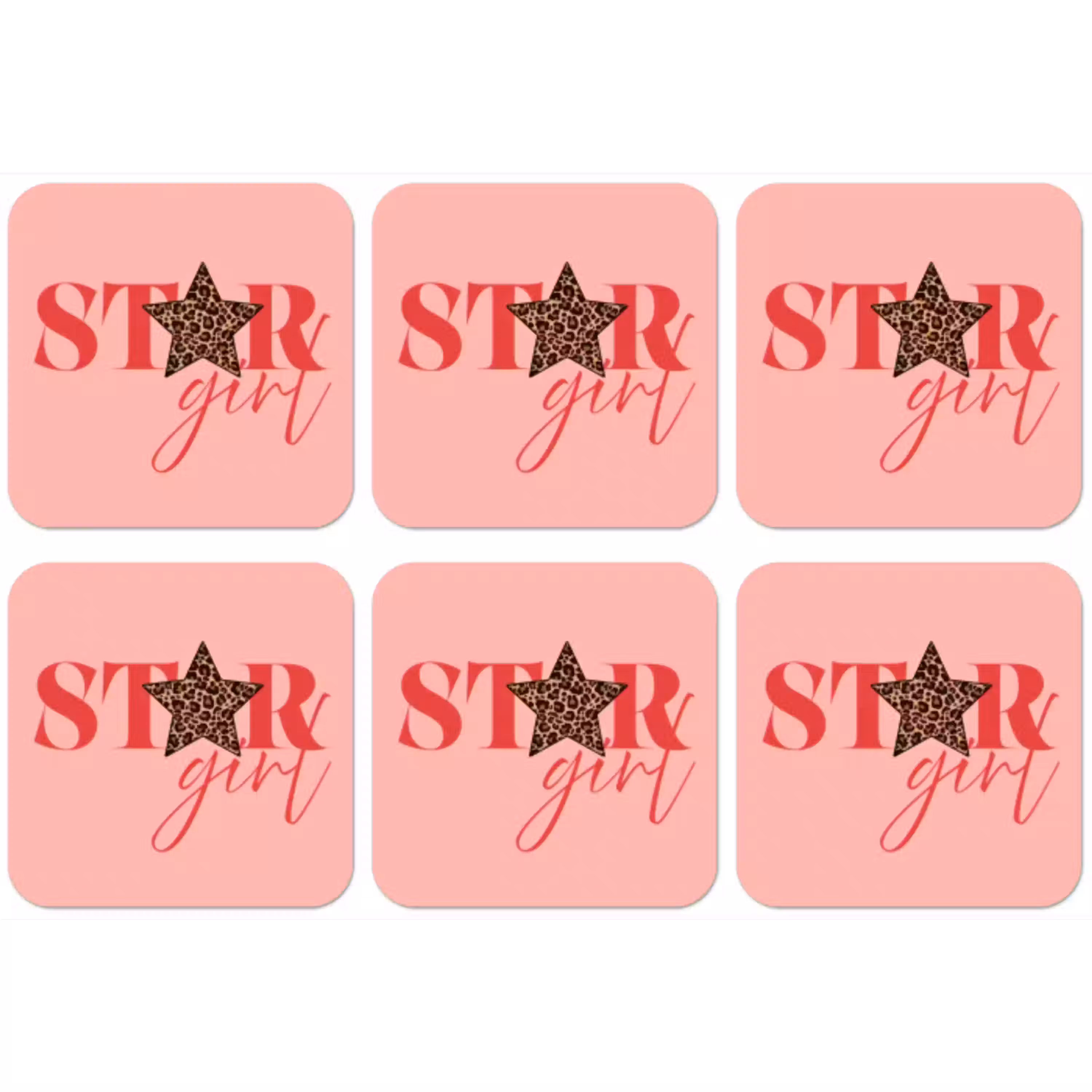 Star girl - Roze - Panter - Ster onderzetter kurk middel -zkaufland3dotto