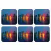 Skyline - Penseelstreken - Donkerblauw - Lichtgevend onderzetter kurk middel -3d