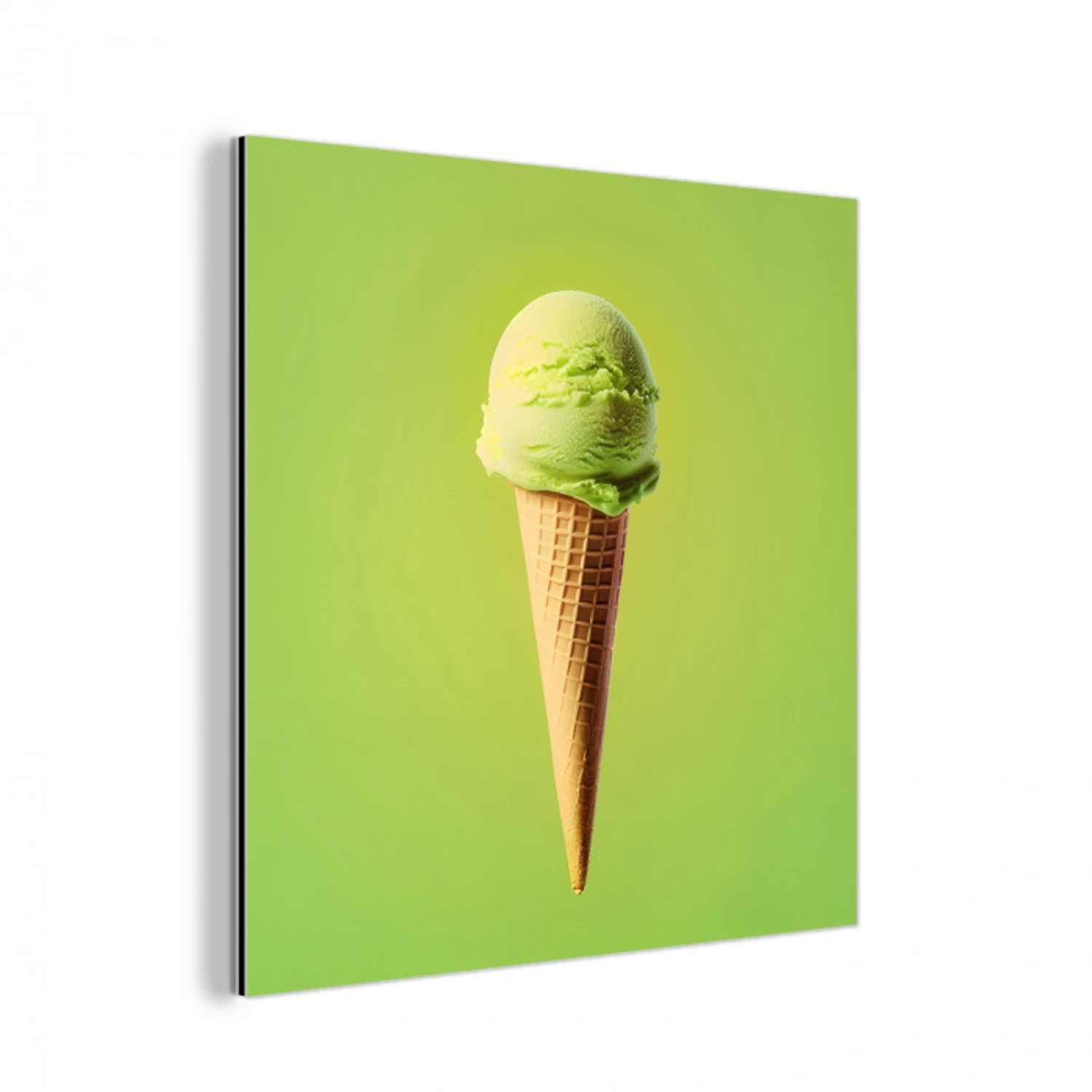 Hoorntje - Schepijs - Groen aluminium wit klein -3d