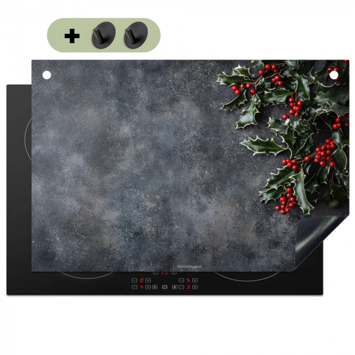 Winter - Hulst - Kerst - Beton Inductie beschemer met haakjes klein -3d