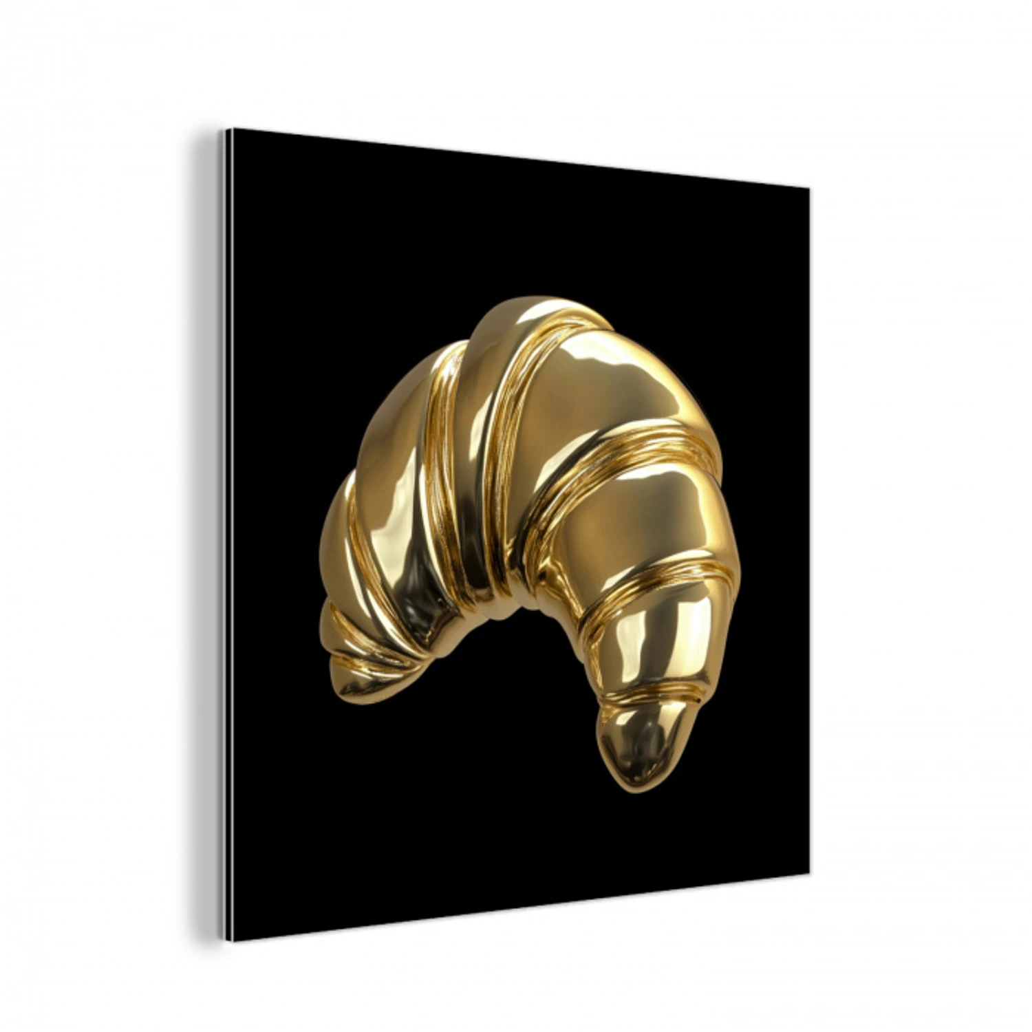Croissant - Brood - Goud - Zwart aluminium wit klein -3d