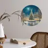 Kerstnacht - Stadsplein - Meerkleurig Wandcirkel behangsticker klein -sfeer3