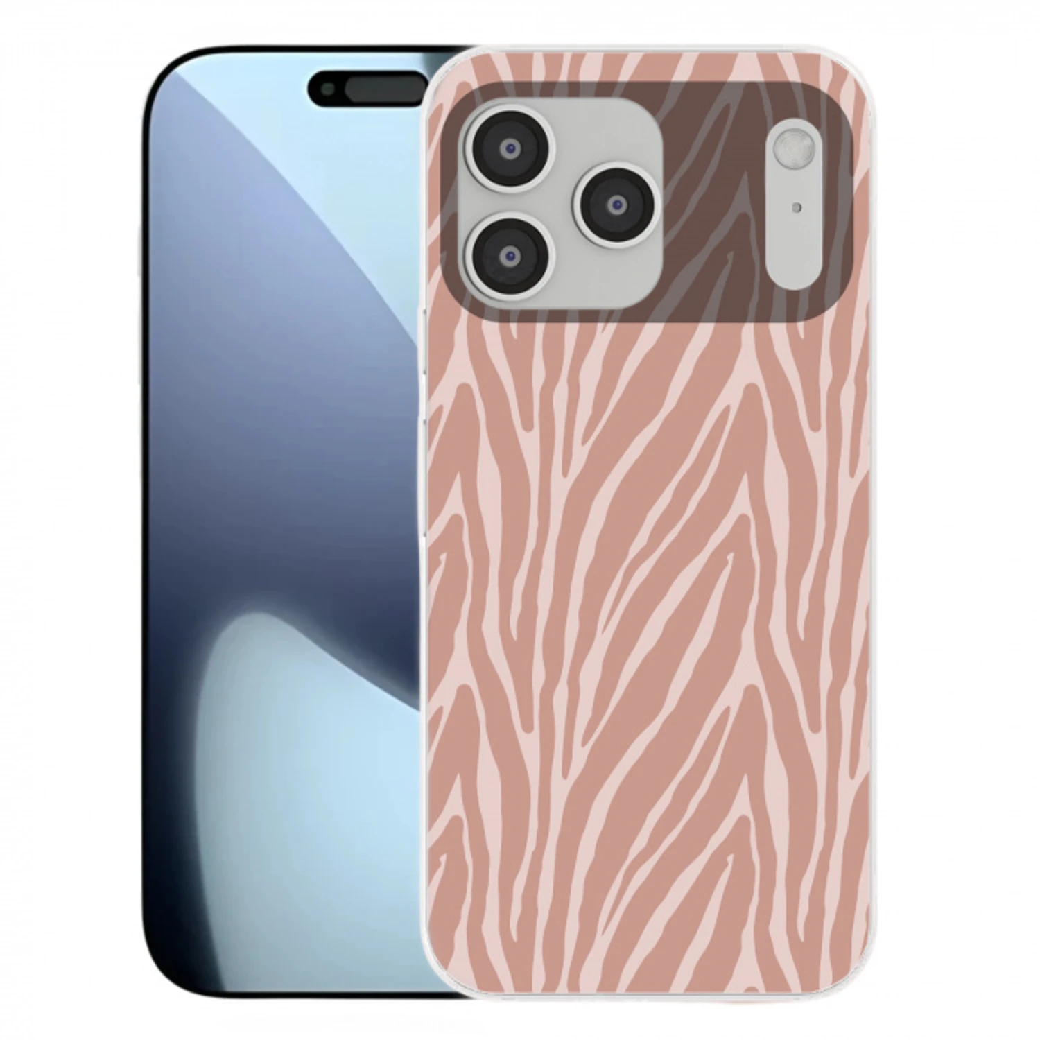 Lichtroze - Zebra - Patroon - Donkerroze Telefoonhoesje iPhone 17 Pro Max klein 879 -3d